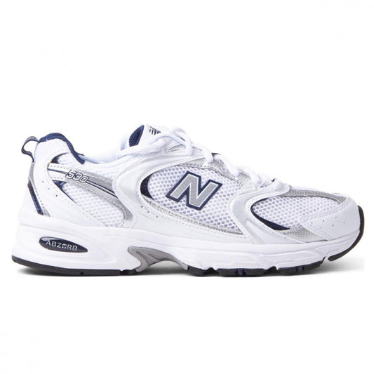 New Balance 530 trainers in white silver and blue